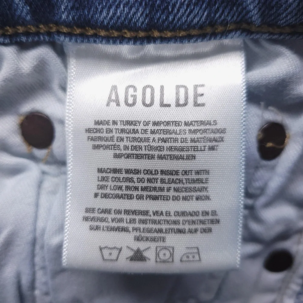 AGOLDE Jeans Womens 28 Blue Nico High Rise‎ Skinny Button Fly Raw Hem Cropped